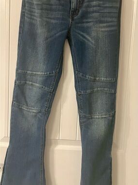Free People Dark Blue Paneled Flare Jeans